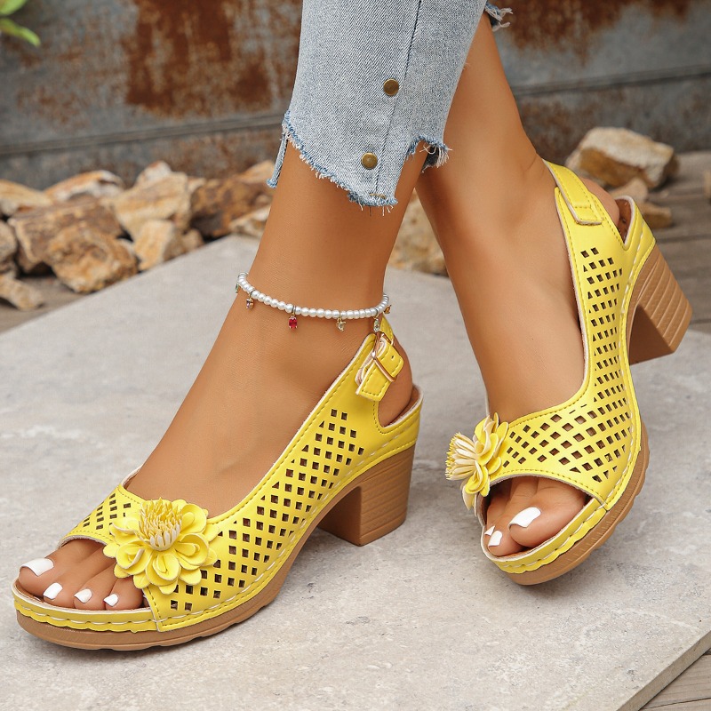 Pump Heel Block - Block Heel Sandals Women's Fashion Round