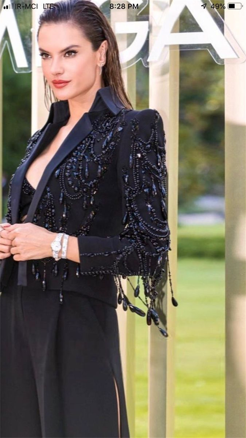Black Crystals Women Suits Set - مراجعة Women Formal Wear With Black Blazer وسعره