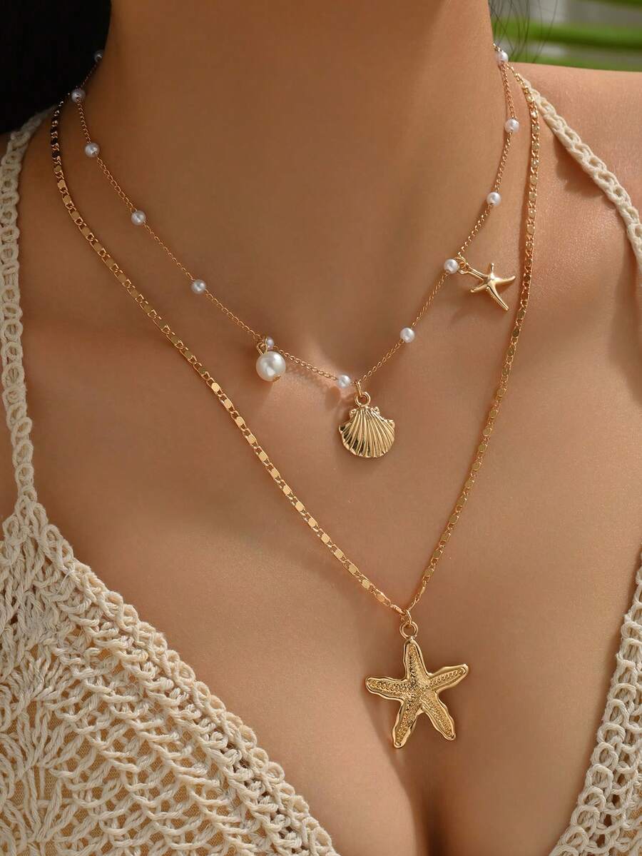 2pcs/Set Summer Fresh Faux Pea - مراجعة Pearl Necklace Set وسعره