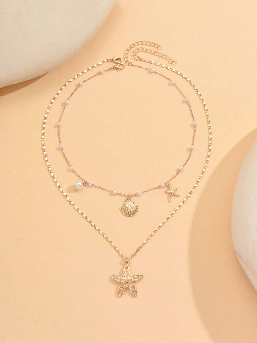 2pcs/Set Summer Fresh Faux Pea - مراجعة Pearl Necklace Set وسعره