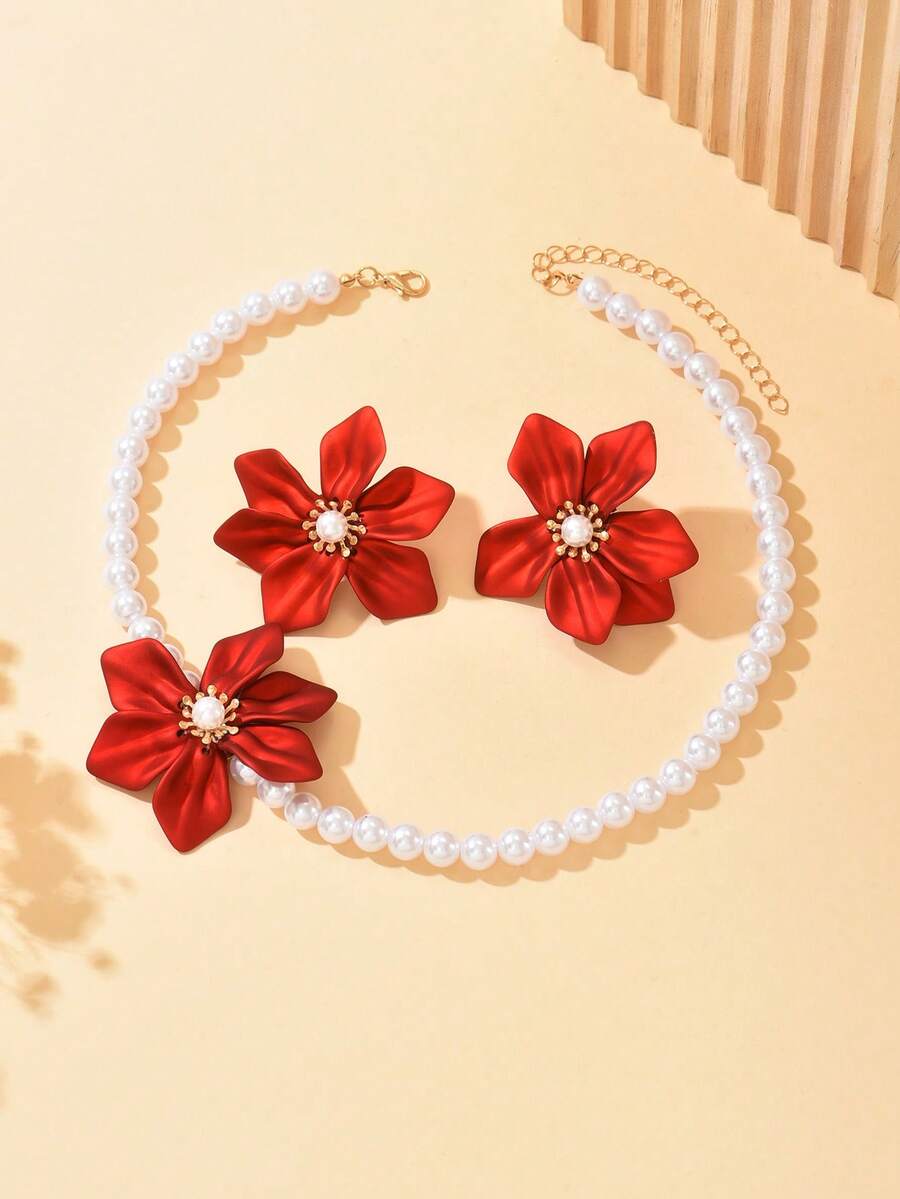 3pcs Elegant Necklace + Earrin - مراجعة Pearl Necklace Set وسعره