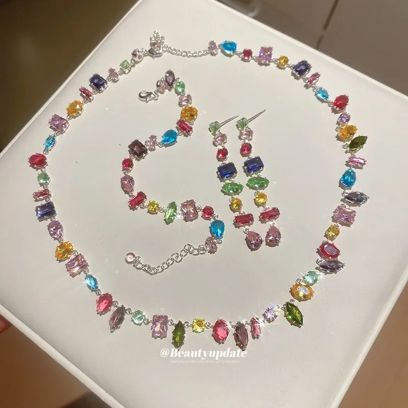 2026 Zircon Color Square Geome - مراجعة Pearl Necklace Set وسعره