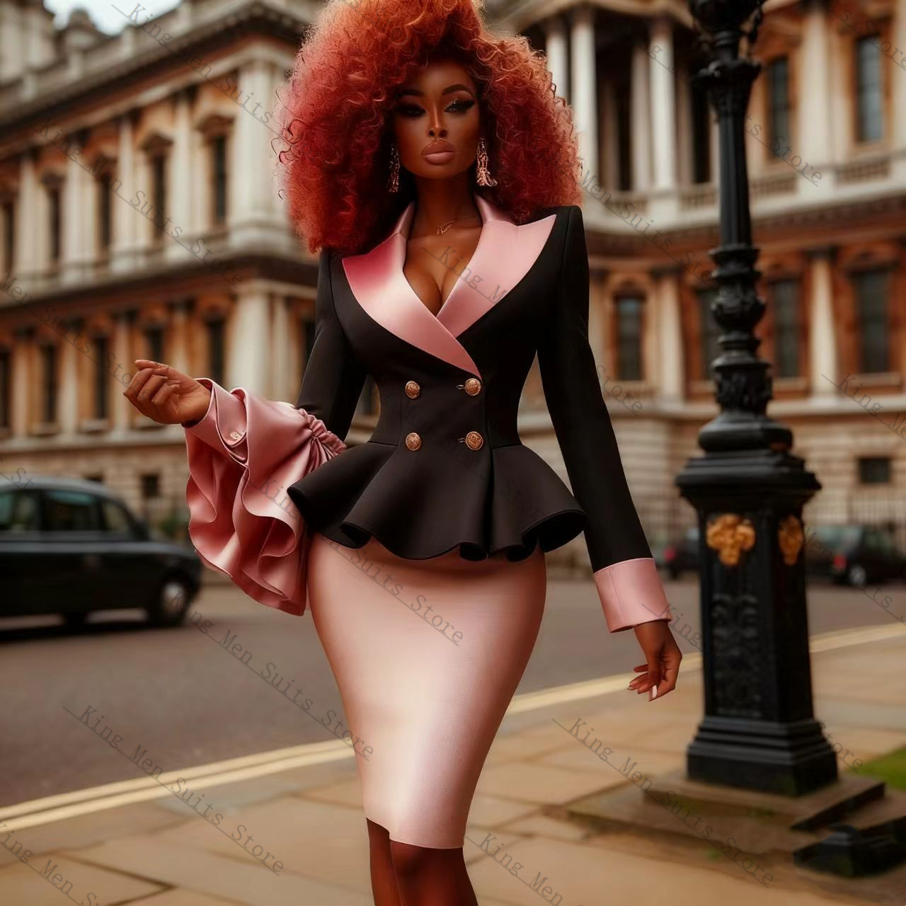 Black Pink Women Suit Set 2 Pc - مراجعة Women Formal Wear With Black Blazer وسعره
