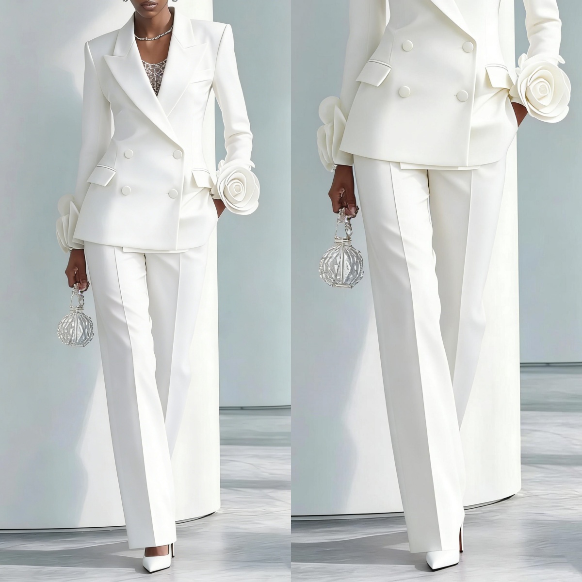 2 Pieces White Flowers Women P - مراجعة Women Formal Wear For Graduation وسعره