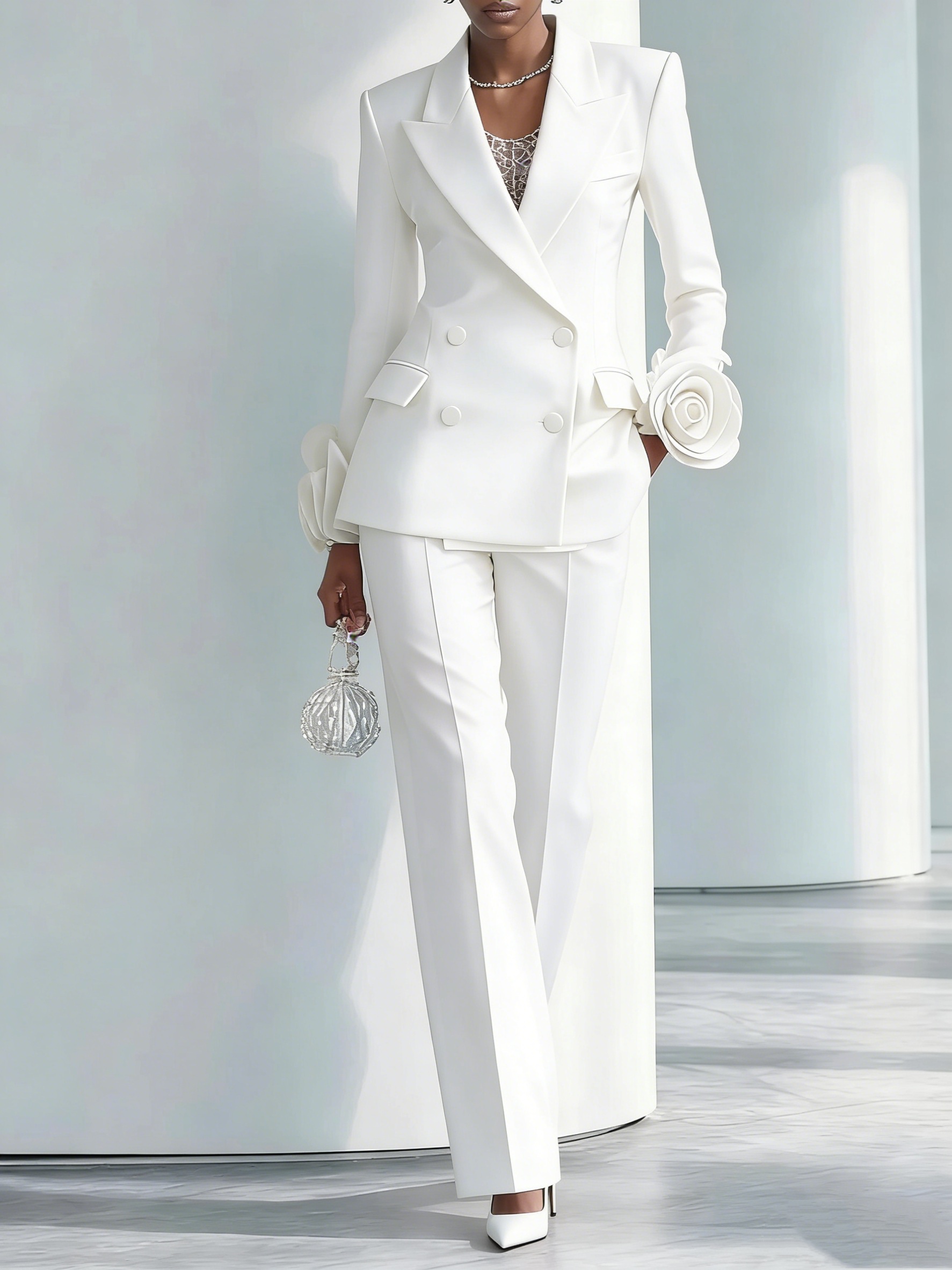 2 Pieces White Flowers Women P - مراجعة Women Formal Wear For Graduation وسعره