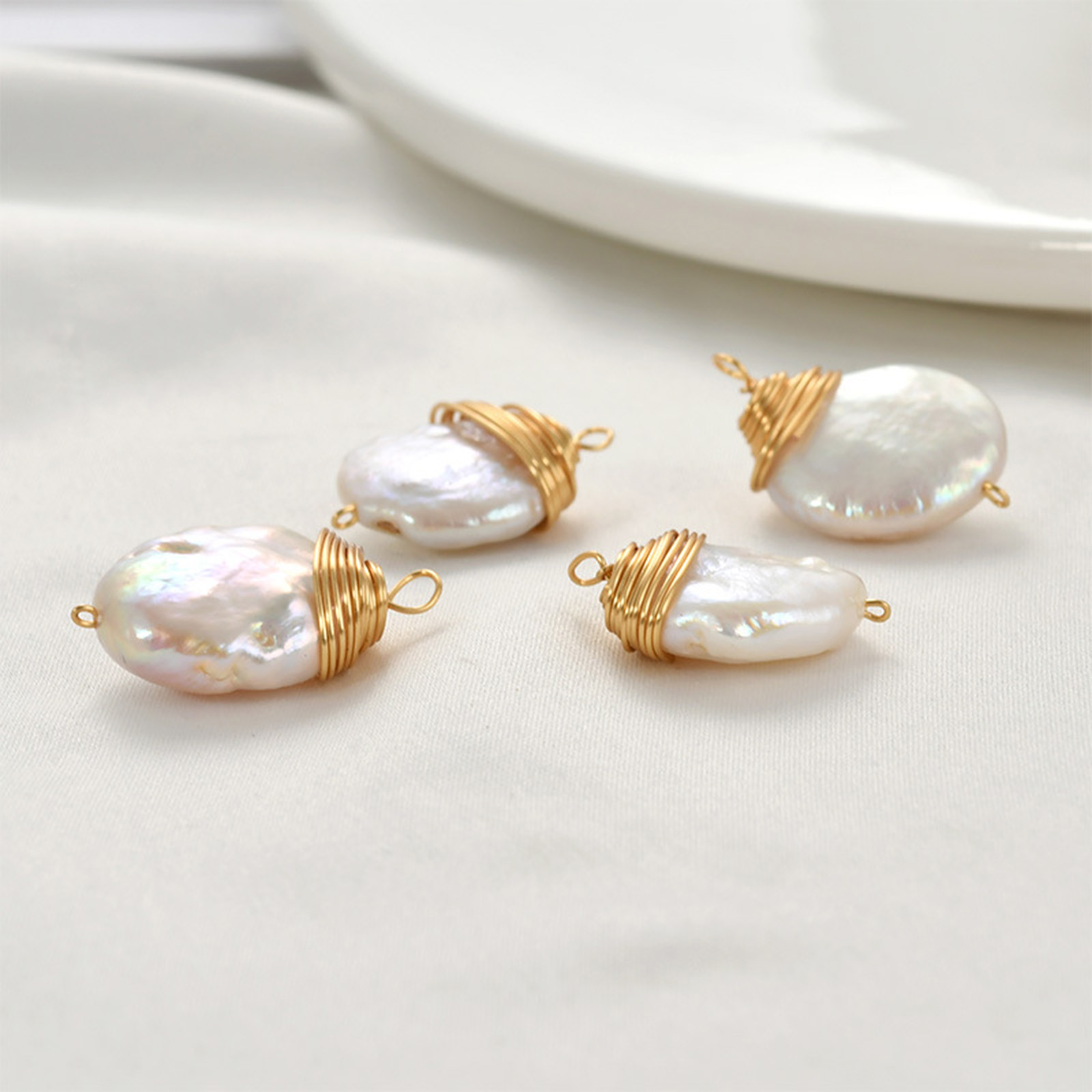 1pc Brass Charms Gold Color Wi - مراجعة Pearl Necklace Set وسعره