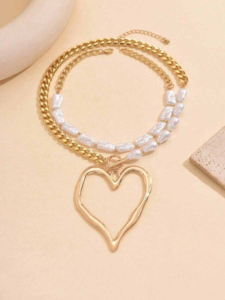2pcs Vintage Exaggerated Metal - مراجعة Pearl Necklace Set وسعره