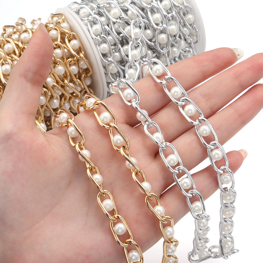 5Yards/Roll Beaded Chain Imita - مراجعة Pearl Necklace Set وسعره