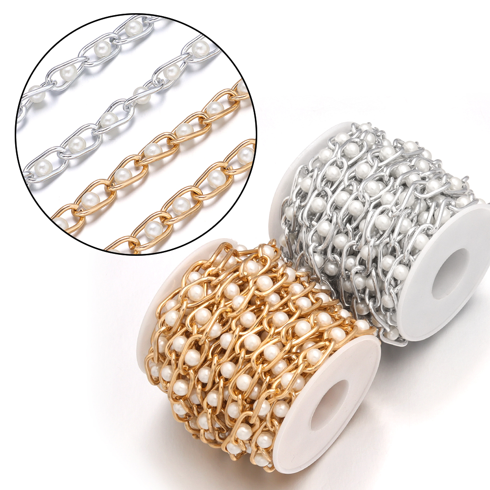 5Yards/Roll Beaded Chain Imita - مراجعة Pearl Necklace Set وسعره