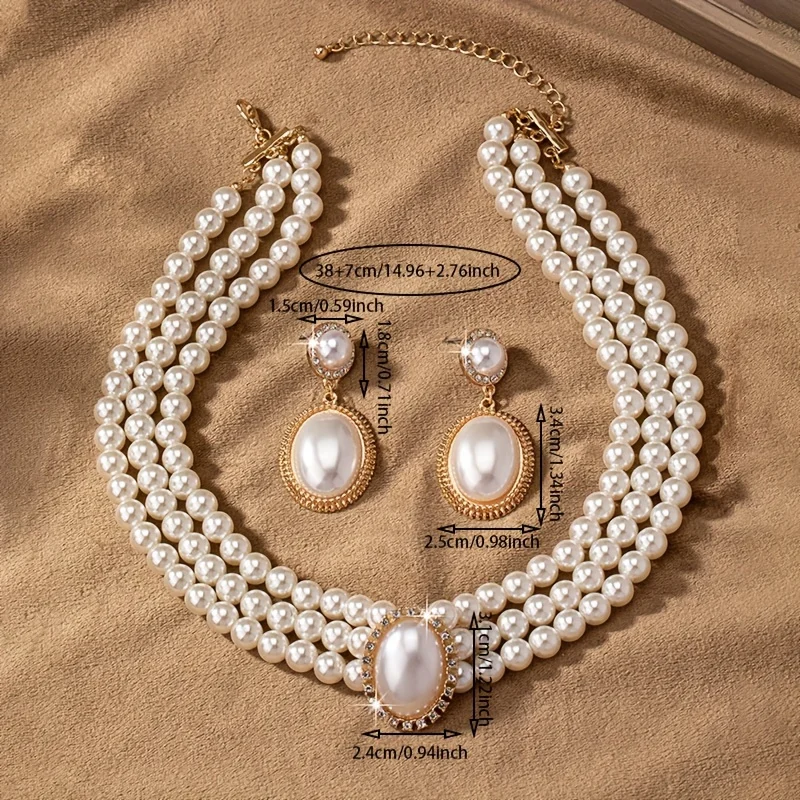stylish Imitation Pearl neckla - مراجعة Pearl Necklace Set وسعره