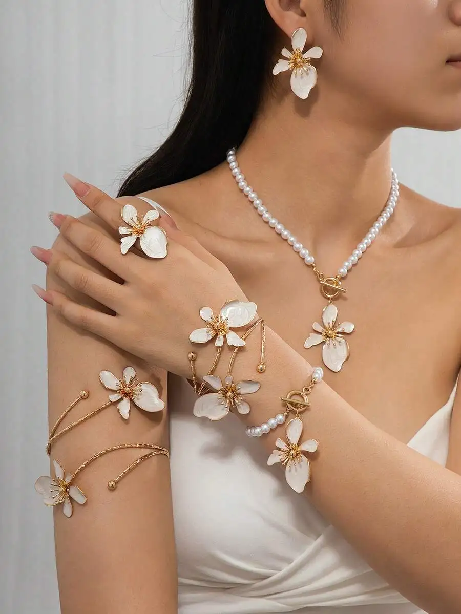 Floral Pearl Necklace Earring  - مراجعة Pearl Necklace Set وسعره