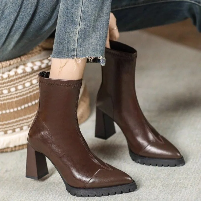 Pointed Toe French Tight Boots - مراجعة Pump Heel Block وسعره