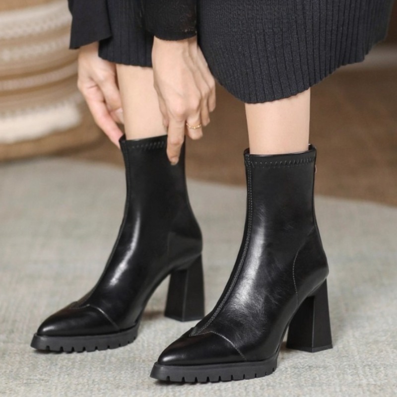 Pointed Toe French Tight Boots - مراجعة Pump Heel Block وسعره