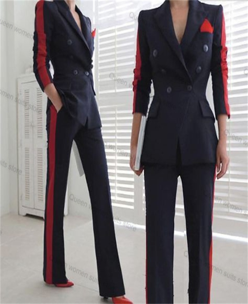 Red Black Autumn Women Suit Se - مراجعة Women Formal Wear With Black Blazer وسعره
