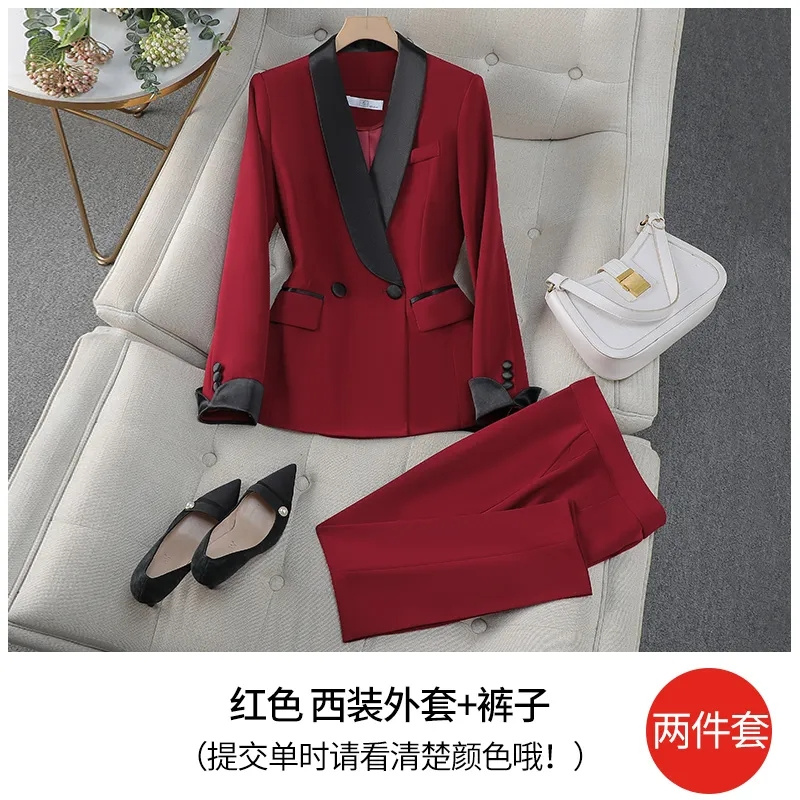 Elegant Red Black Women Pant S - مراجعة Women Formal Wear With Black Blazer وسعره