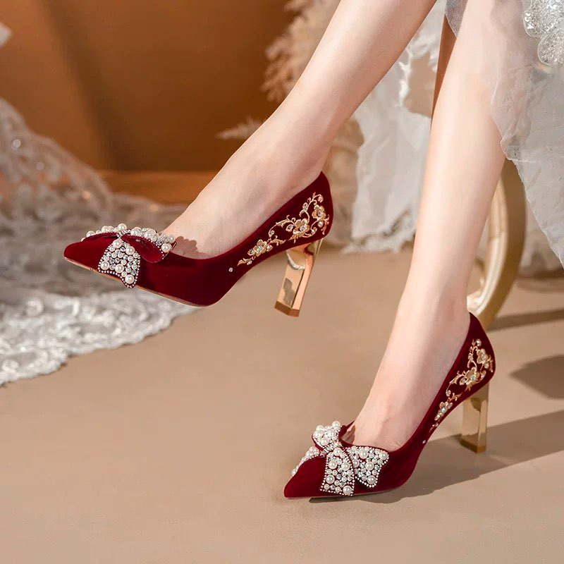 Embroidered Block Heel Single  - مراجعة Pump Heel Block وسعره