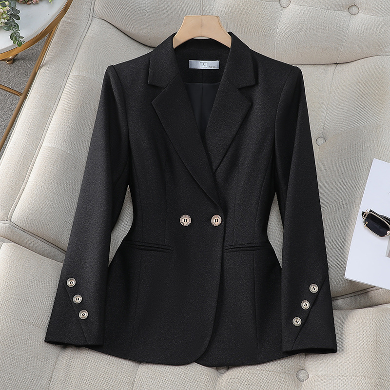 Women Double Breasted Solid Bl - مراجعة Women Formal Wear With Black Blazer وسعره