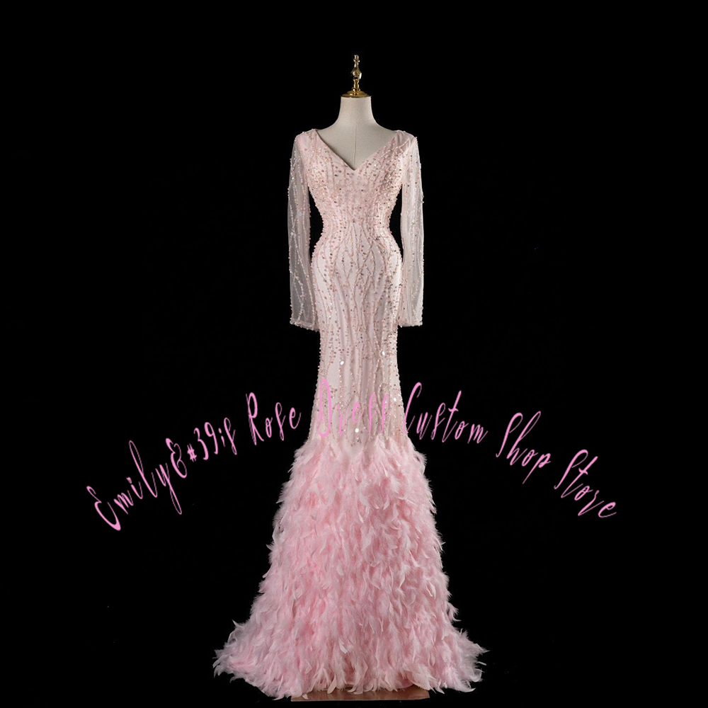 Glam Pink Feather Trumpet Even - مراجعة Women Formal Event Wear وسعره