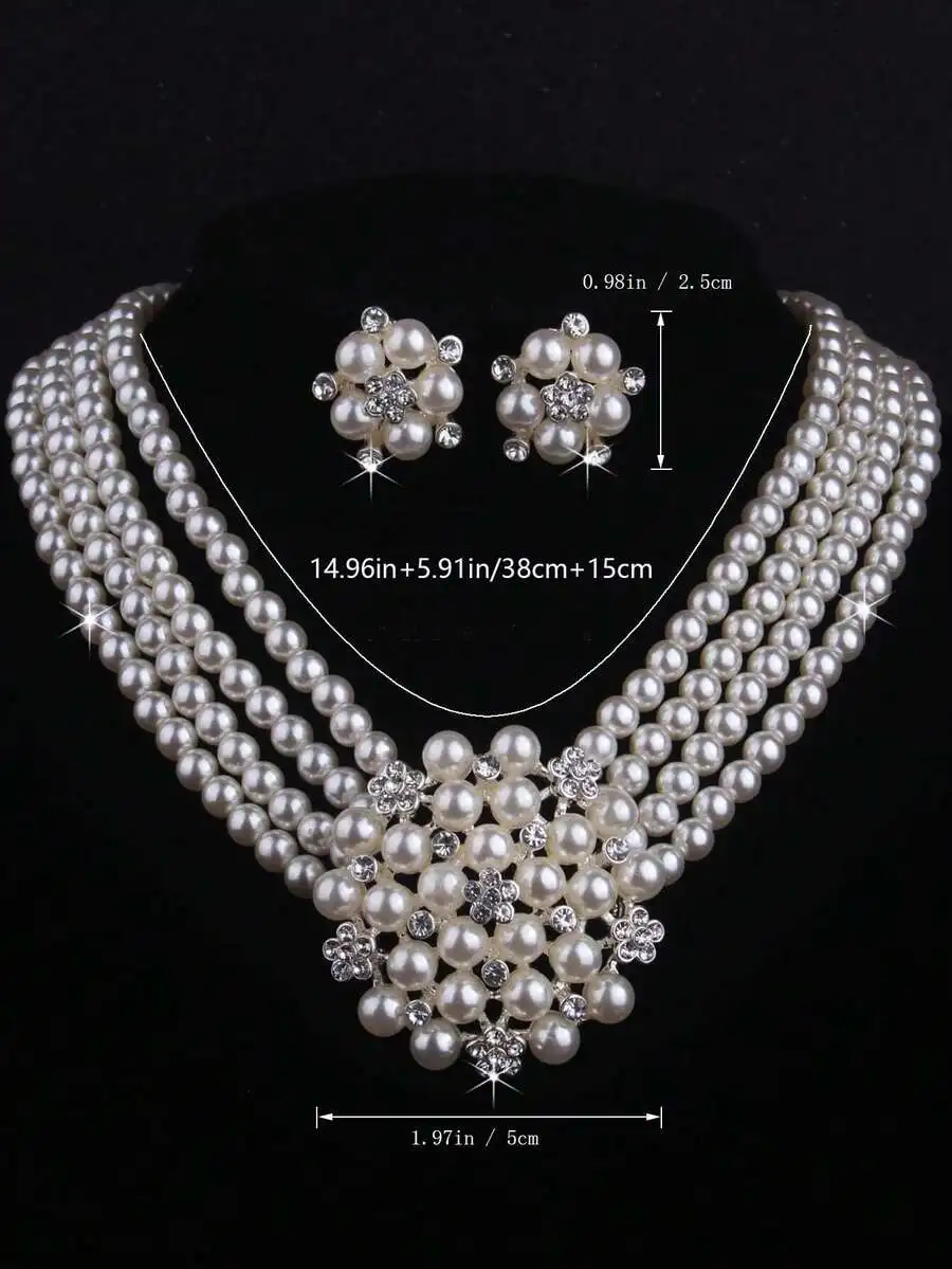 3 Pieces Faux Pearl Happiness  - مراجعة Pearl Necklace Set وسعره