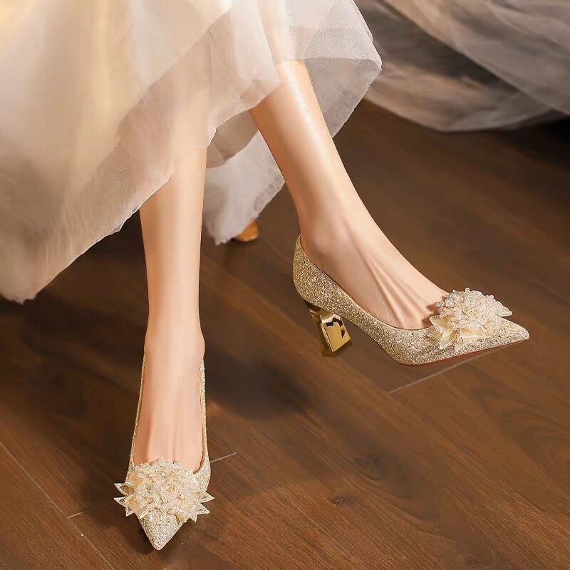 Rhinestone Flower Block Heel S - مراجعة Pump Heel Block وسعره