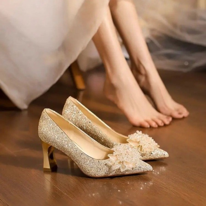 Rhinestone Flower Block Heel S - مراجعة Pump Heel Block وسعره
