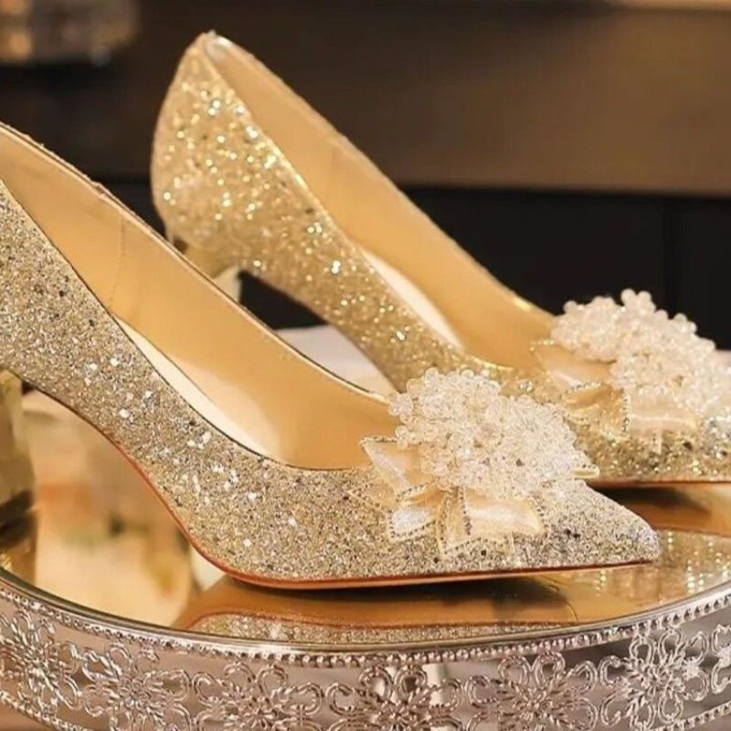 Rhinestone Flower Block Heel S - مراجعة Pump Heel Block وسعره