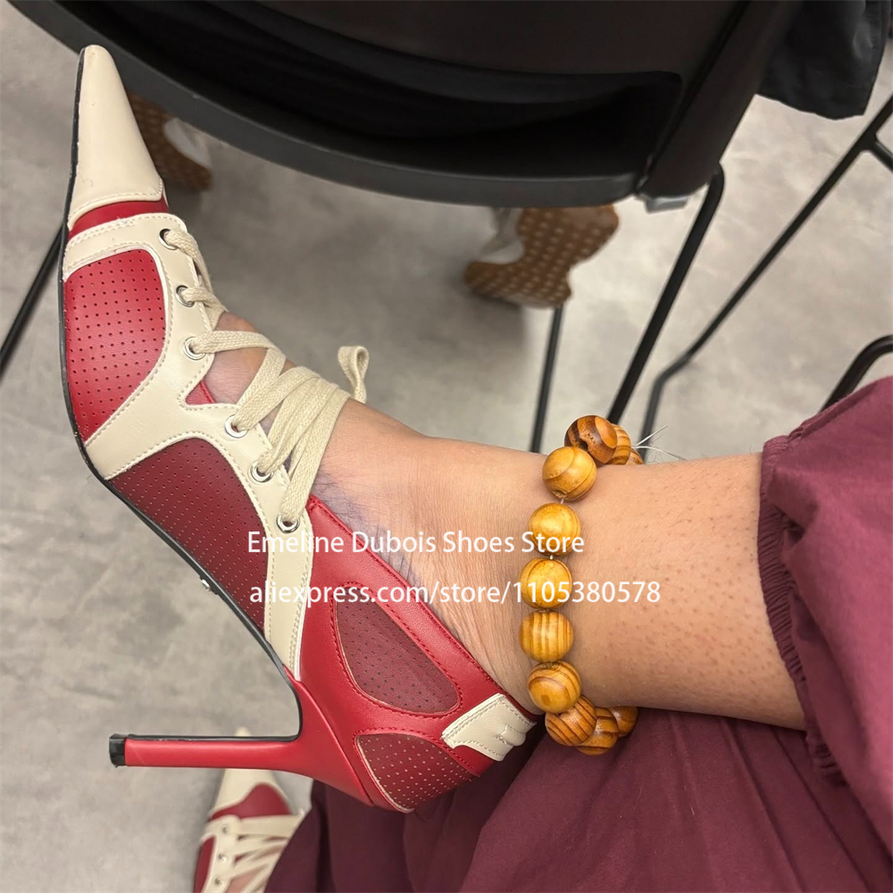 Red Beige Color Block Sporty S - مراجعة Pump Heel Block وسعره