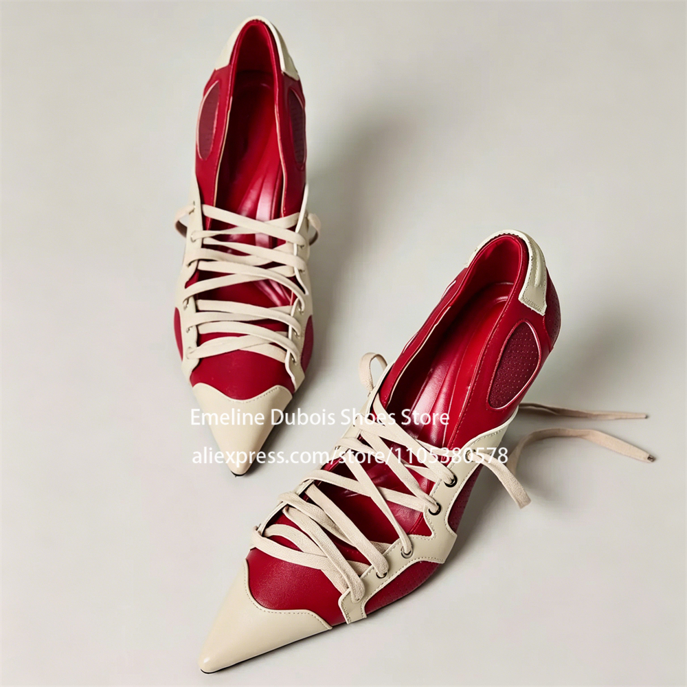 Red Beige Color Block Sporty S - مراجعة Pump Heel Block وسعره