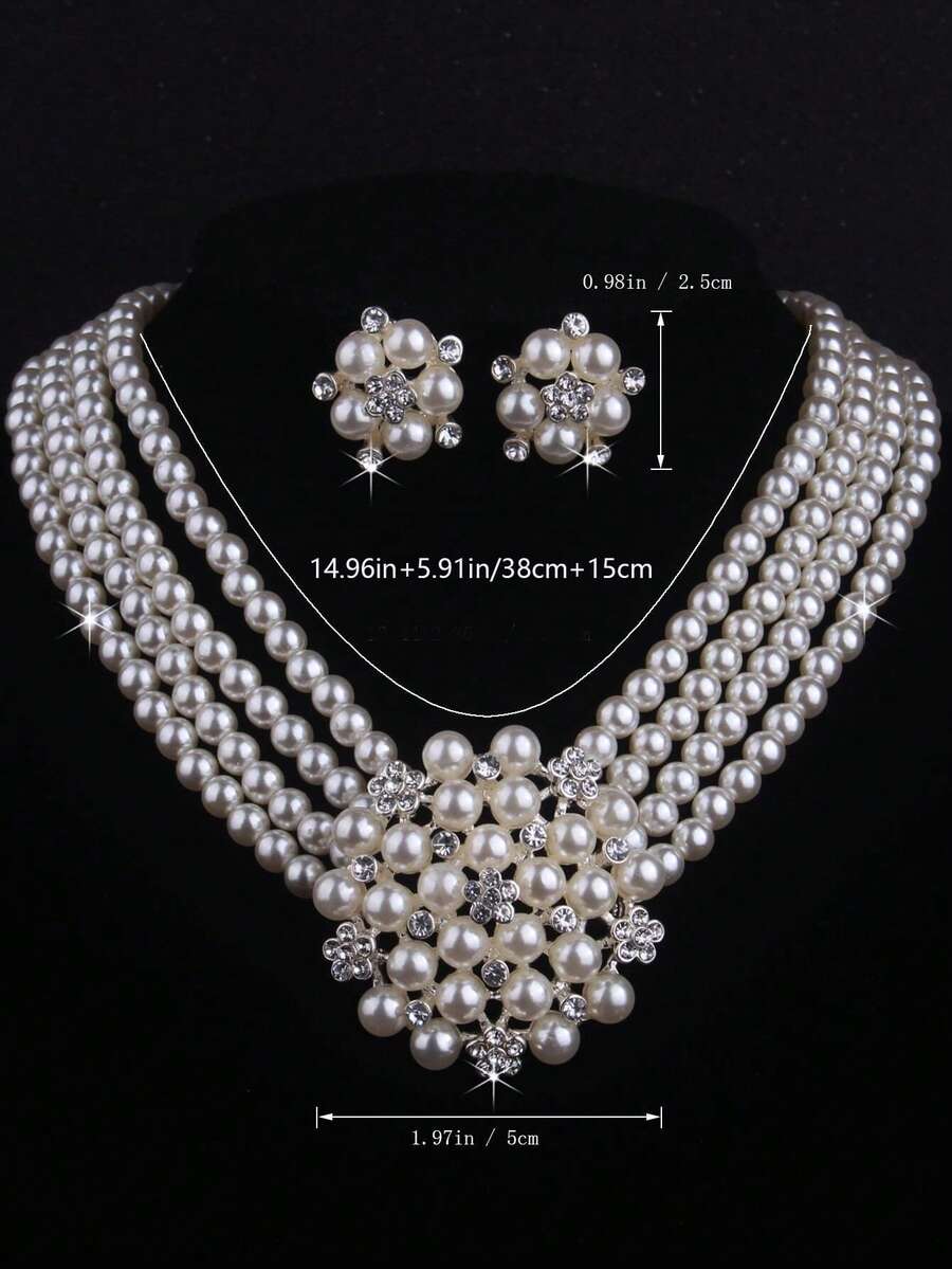 3 Pieces Faux Pearl Happiness  - مراجعة Pearl Necklace Set وسعره